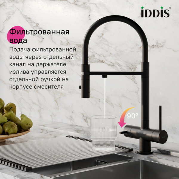 Смеситель для кухни под фильтр с гибким изливом Iddis Ace ACEBLFFi05