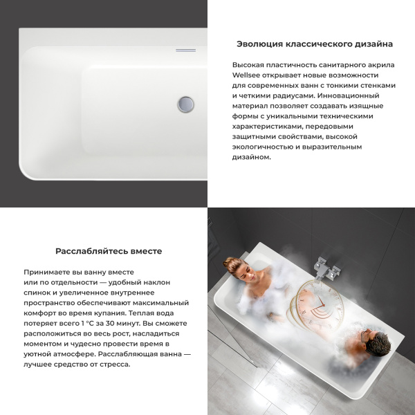 Акриловая ванна в наборе 4 в 1 Wellsee Bromance 231601004