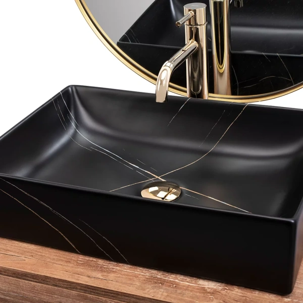 Умывальник Rea Inga black marble matt U8006