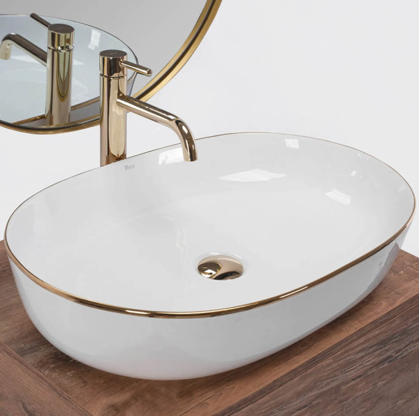 Умывальник Rea CLEO White Gold Edge U6211