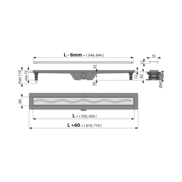 Душевой трап AlcaPlast Simple APZ8 550