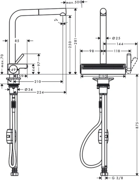 Смеситель Hansgrohe Aquno 73836000