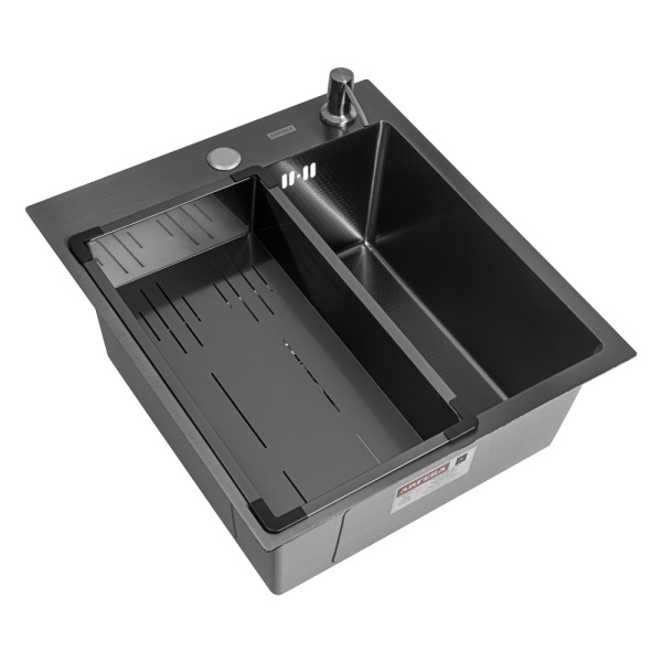 Кухонная мойка Arfeka Eco AR Black Decor 45х50 с коландером G и дозатором