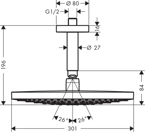 Тропический душ Hansgrohe Raindance Select S 2jet 27337000 с держателем