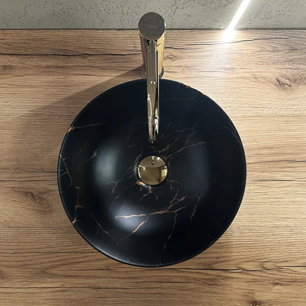 Умывальник Rea Stella Black Marble Brush U9086