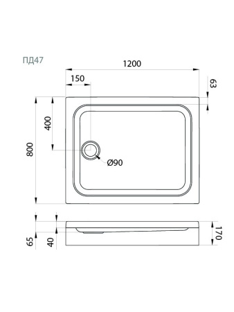 Душевой поддон Triton ПД47 120х80