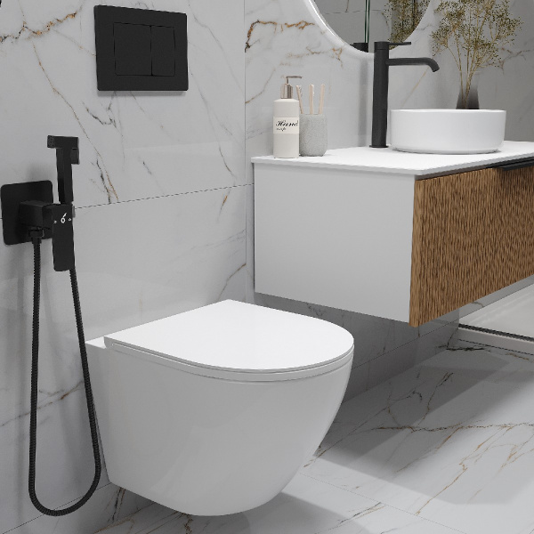 Комплект инсталляции Oliveeka OL-MQ-003 с унитазом OL-6016 и кнопкой OL-E12-MB