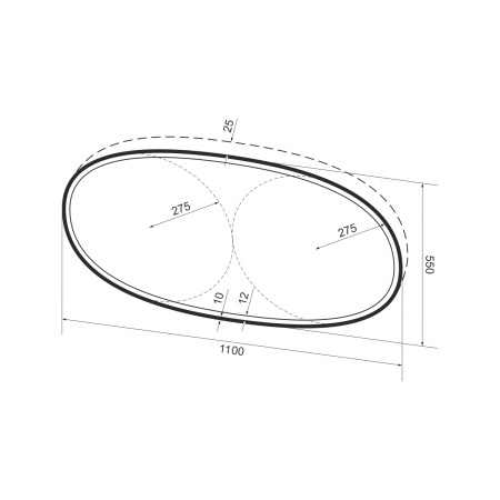 Зеркало Wellsee 7 Rays' Spectrum с LED-подсветкой 110х55 (кнопка сбоку)