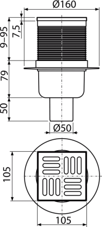Душевой трап AlcaPlast APV32-BL-01