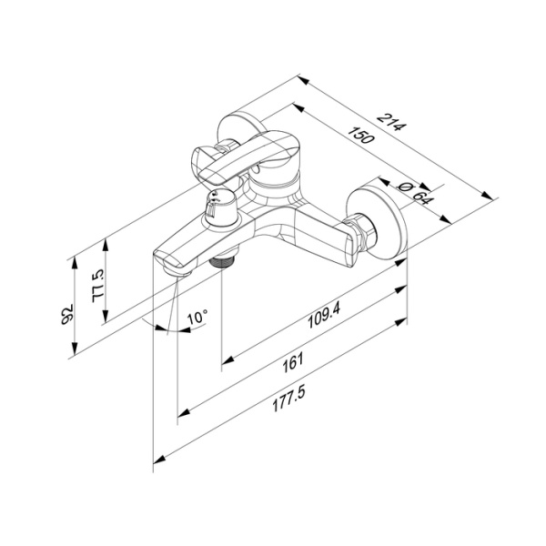 Смеситель для ванны Iddis Ray RAYBL02i02WA Смеситель для ванны Iddis Ray RAYBL02i02WA