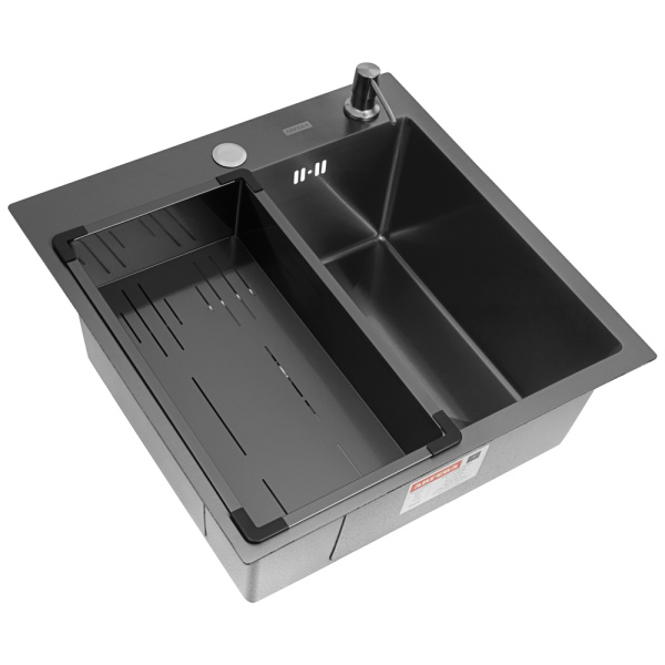 Кухонная мойка Arfeka Eco AR Black 50х50 с коландером G и дозатором