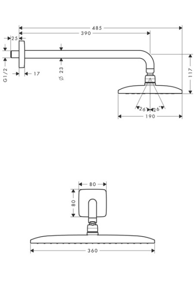 Тропический душ Hansgrohe Raindance E 1jet 27376000 с держателем