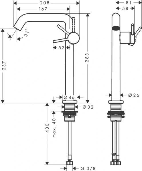 Смеситель Hansgrohe Tecturis 73370000