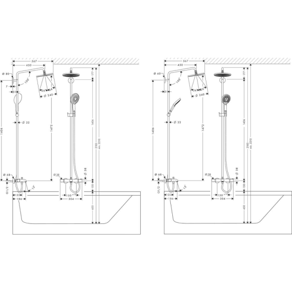 Душевая система термостатическая Hansgrohe Raindance Select S Showerpipe 1jet 27117000