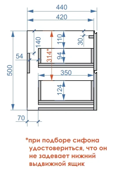 Тумба подвесная под умывальник Vela Верона Milen 65