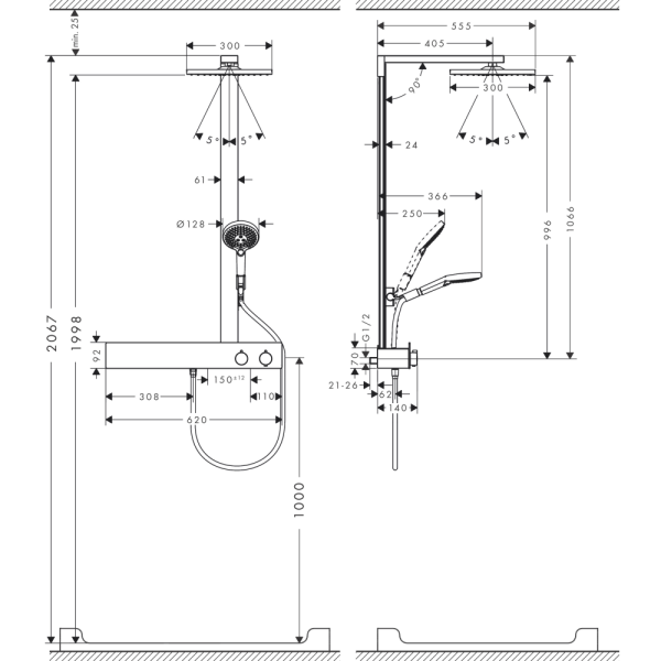 Душевая система термостатическая Hansgrohe Raindance E 1jet 27363000