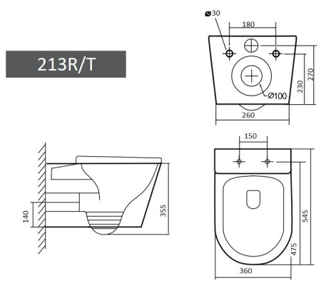 Подвесной унитаз Grado GD-W213R белый