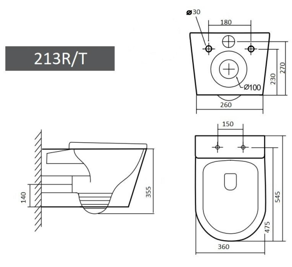 Подвесной унитаз Grado GD-W213R белый Подвесной унитаз Grado GD-W213R белый