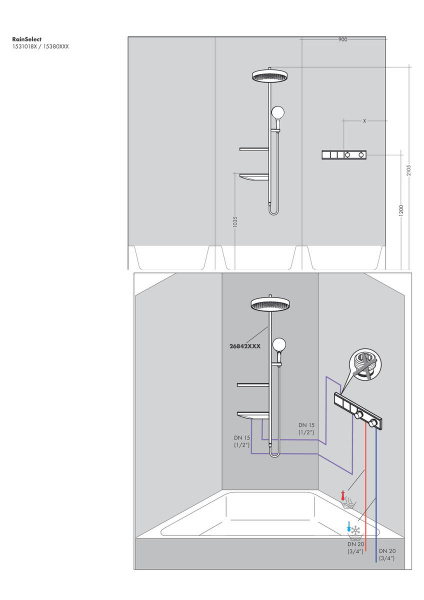 Смеситель встраиваемый термостатический Hansgrohe RainSelect 15380700