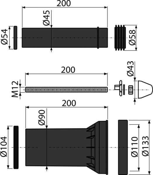 Комплект дополнительных принадлежностей Alcaplast M900 Комплект дополнительных принадлежностей Alcaplast M900