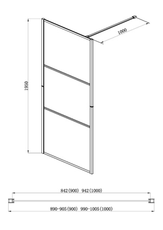 Душевое ограждение Adema Смарт компакт Walk-In black 90