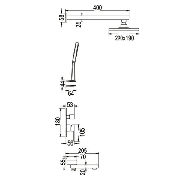 Душевая система встраиваемая Rose R2835H