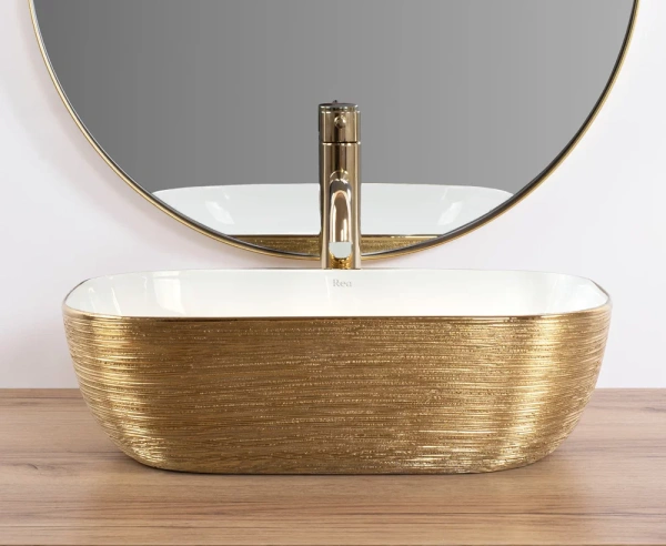 Умывальник Rea Belinda gold matt white U7422