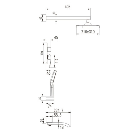 Душевая система встраиваемая Rose R1535F