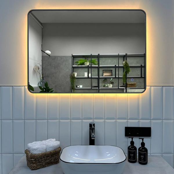 Зеркало Roxen Simon 90х70 оружейная сталь