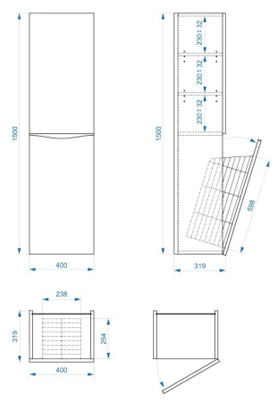 Пенал подвесной Vela Бриз 40ПБК (бельевая корзина) петли правые RS623472