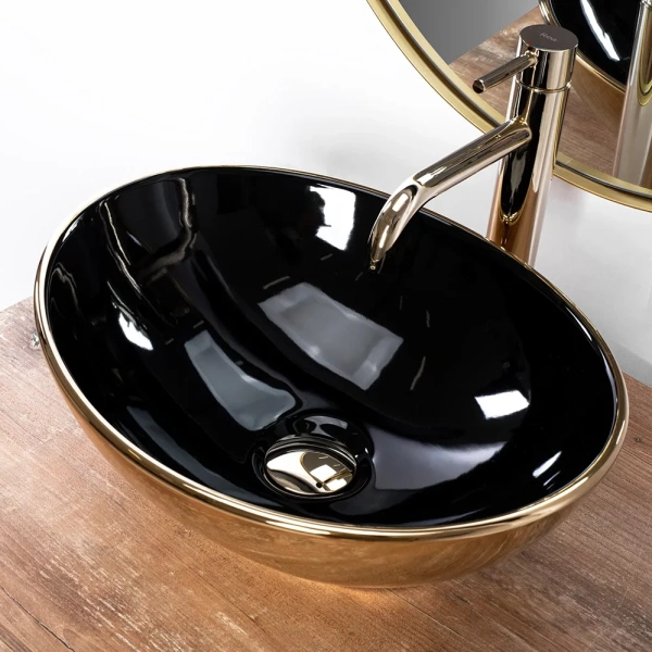 Умывальник Rea Sofia in Black Gold U4527