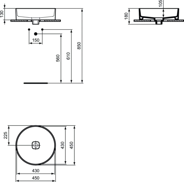 Умывальник Ideal Standard Strada II Round Vessel 45х45 T295901