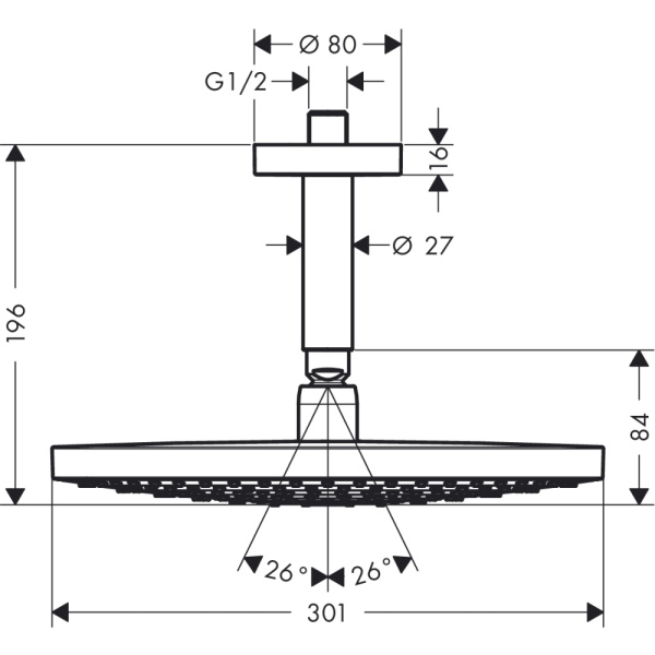 Тропический душ Hansgrohe Raindance Select S 2jet 27337400 с держателем